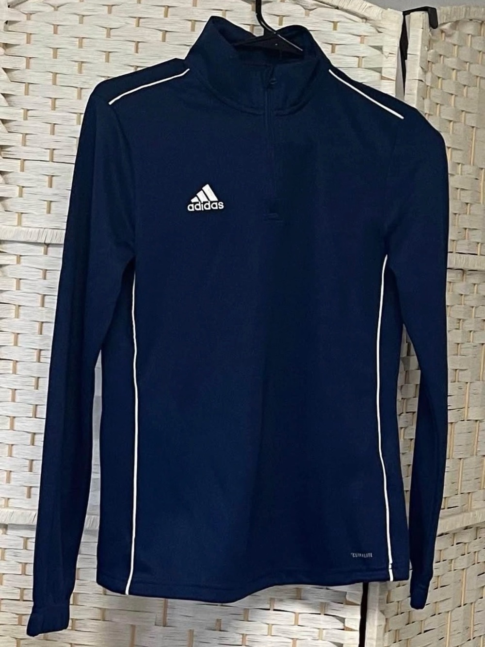 Adidas Navy Long-Sleeve Swim Rash Guard with White Piping Size XS